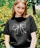 RONRON Line Ribbon Short Sleeve Knit Black