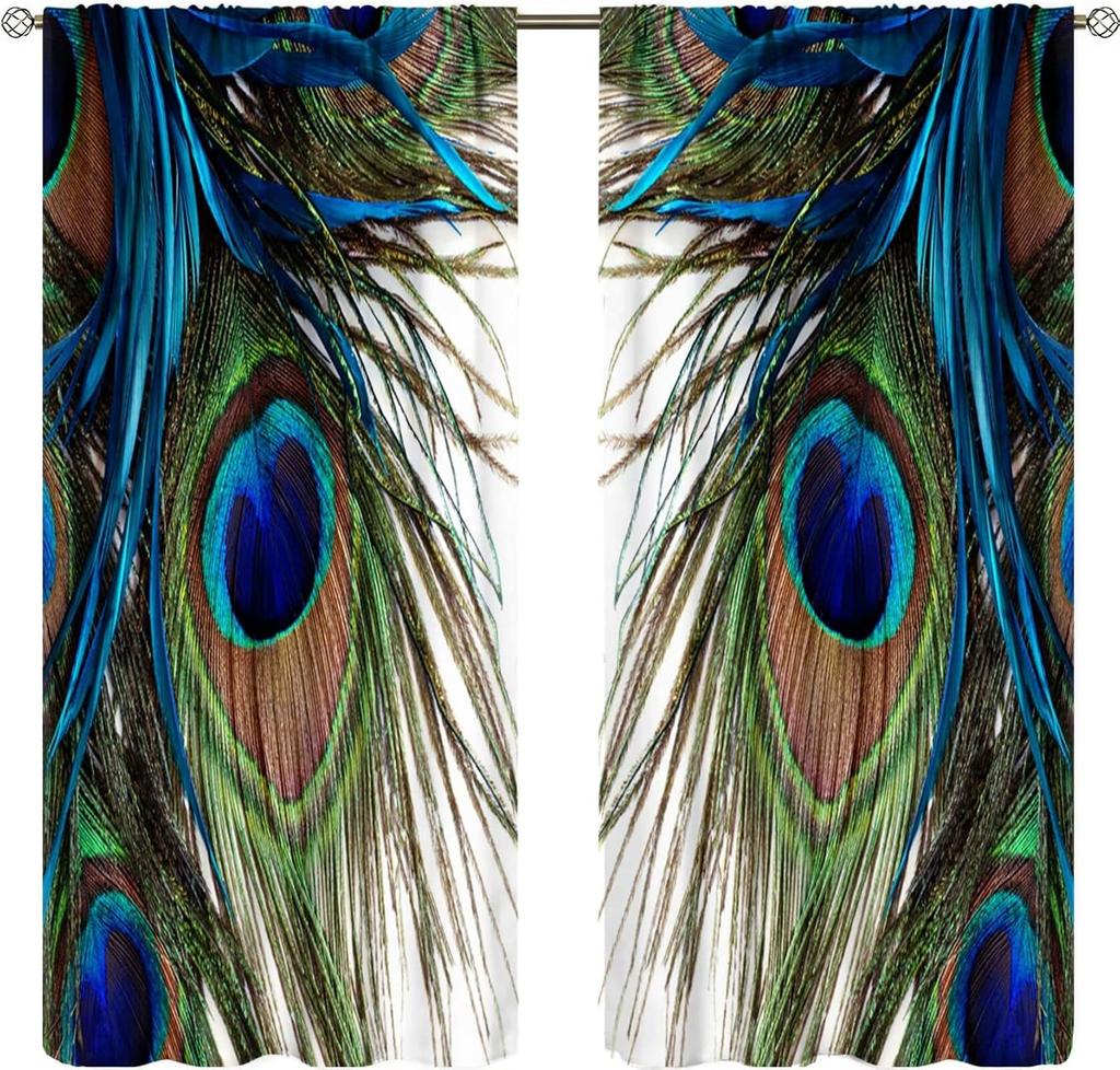 Colorful Dream Catcher Curtains Night Sky Stars Purple Feathers Curtain with Rod Pocket for Bedroom Living Room Decor Drapes