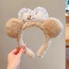 Plush Lace Bow Hairband with Cute Bear Ears for Women - Non-slip Headband Ideal for Face Washing