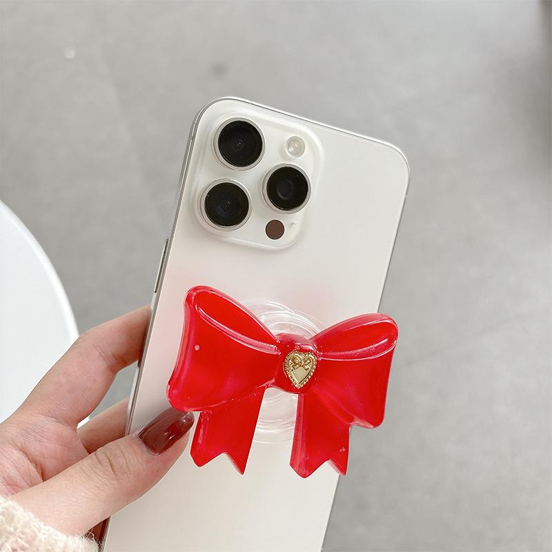 Simple Style Desktop Watching Drama Mobile Phone Airbag Bracket Solid Color Bow Paste Creative Stable Support Frame