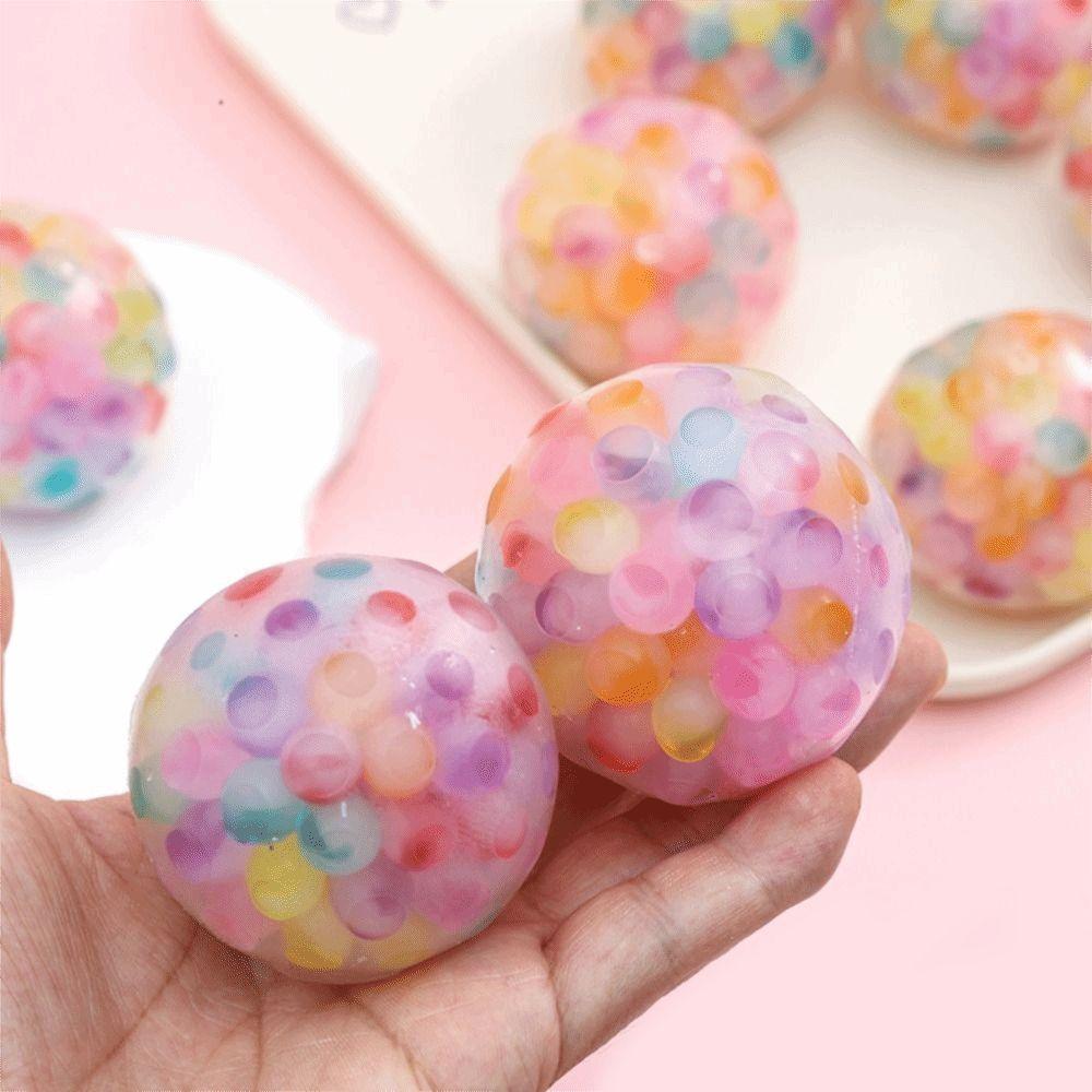 Squishy Rainbow Bead Stress Ball TPR Sensory Fidget Ball New Squeeze Toy Party Favors