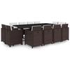 13 Piece Garden Dining Set with Cushions Poly Rattan Brown