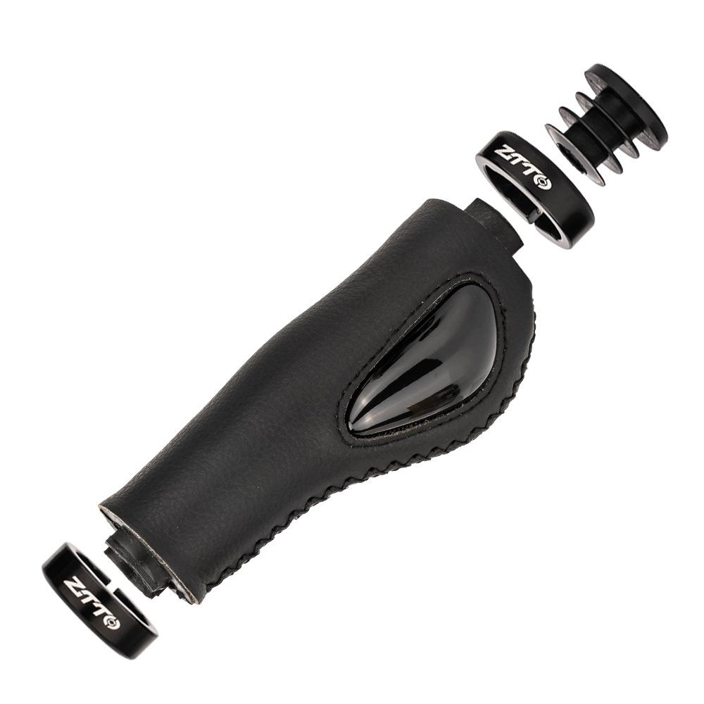 ZTTO Leather Bike Handlebar Grips Silcone Dual Lock-on Bicycle Grips AntiSlip Handle Bar End Grips