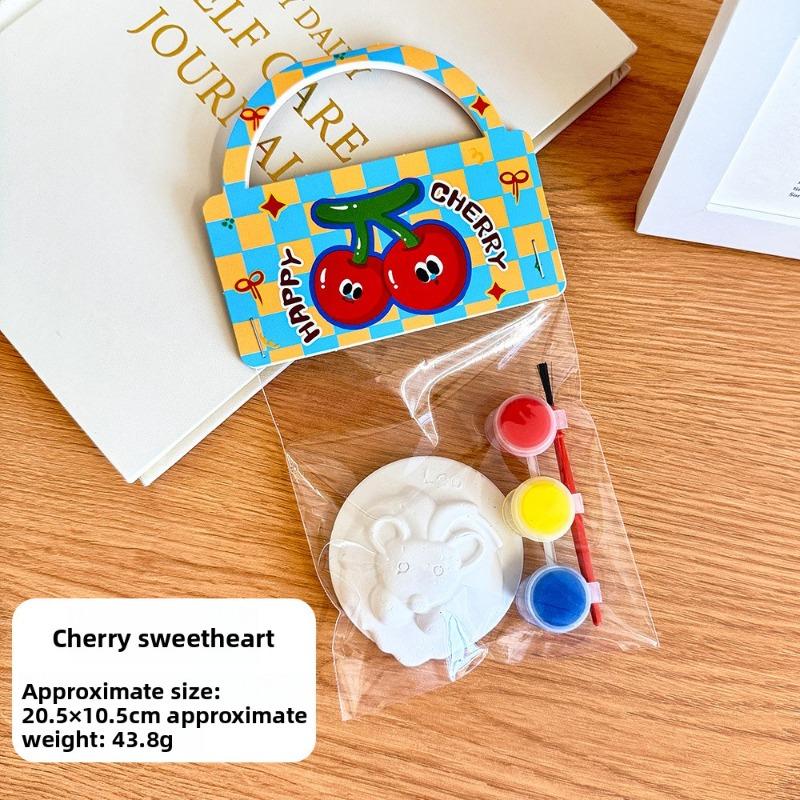 

Children s Cartoon Gypsum Dolls, Kindergarten Colored Gypsum Gifts, Handcrafted Graffiti, Painted White Base with Paint Cherry Sweetheart