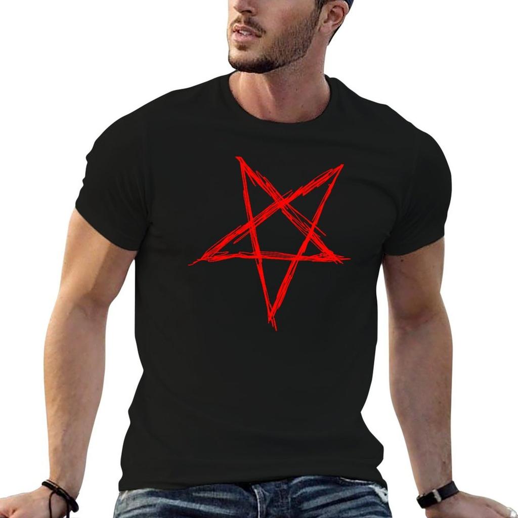 Pentagram red TShirt man t shirt designer t shirts for man graphic funny TShirt