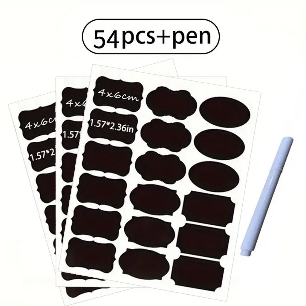 Reusable Waterproof Blackboard Sticker Labels with Self-Adhesive Pen Included for Food Storage Containers Spice & Cheese Markers