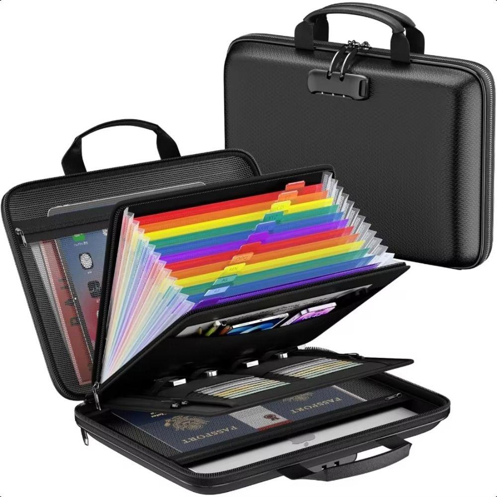 Waterproof Handheld File Bag 13 Accordion Pocket Portable Safe Storage Case  Home