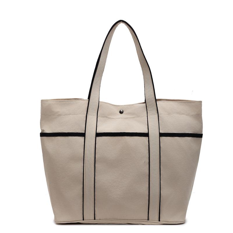 Canvas tote bag women's multi-pocket design large capacity women's handbag shoulder bag travel bag sports yoga bag