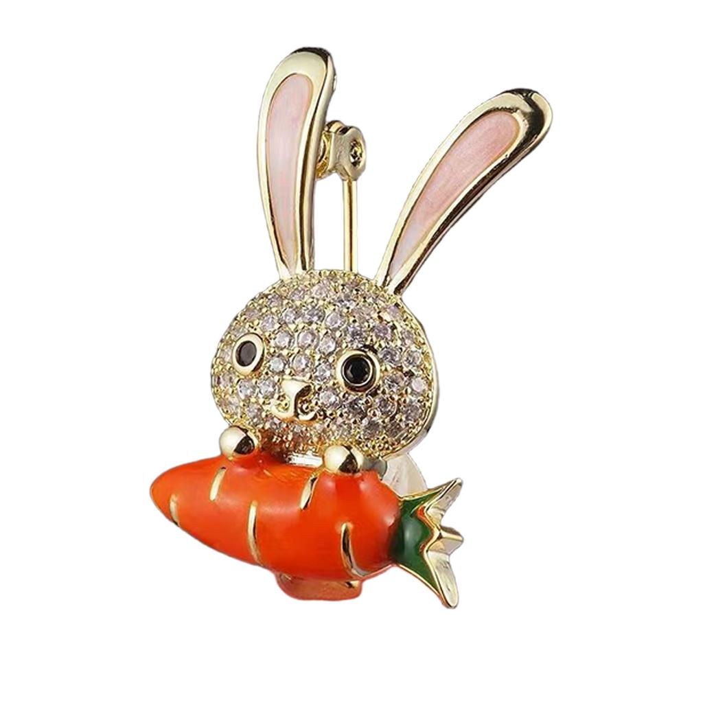 Cute Japanese Style Rabbit Brooch With Sparkling Crystal Accents Stylish Brooch Pin For Scarf Or Clothing Decoration