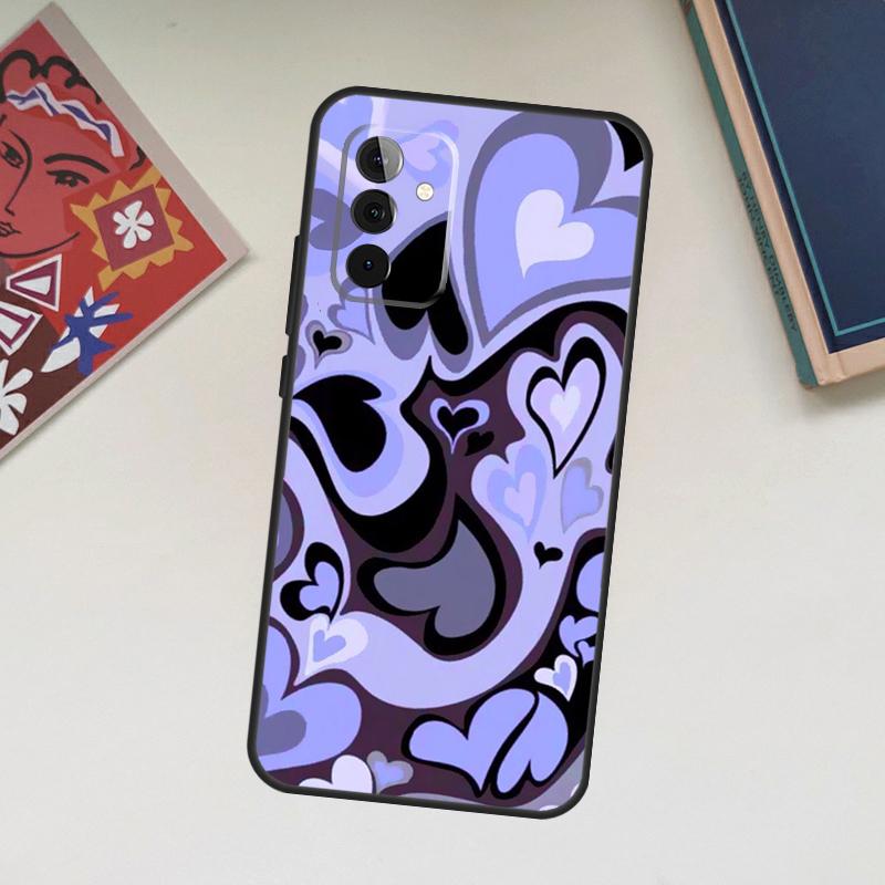Brown Purple Hearts Swirl Pattern Case For Samsung Galaxy A06 A16 A26 A36 A56 A55 A35 A15 A53 A32 A52 A33 A13 A14 A34 A54 A17