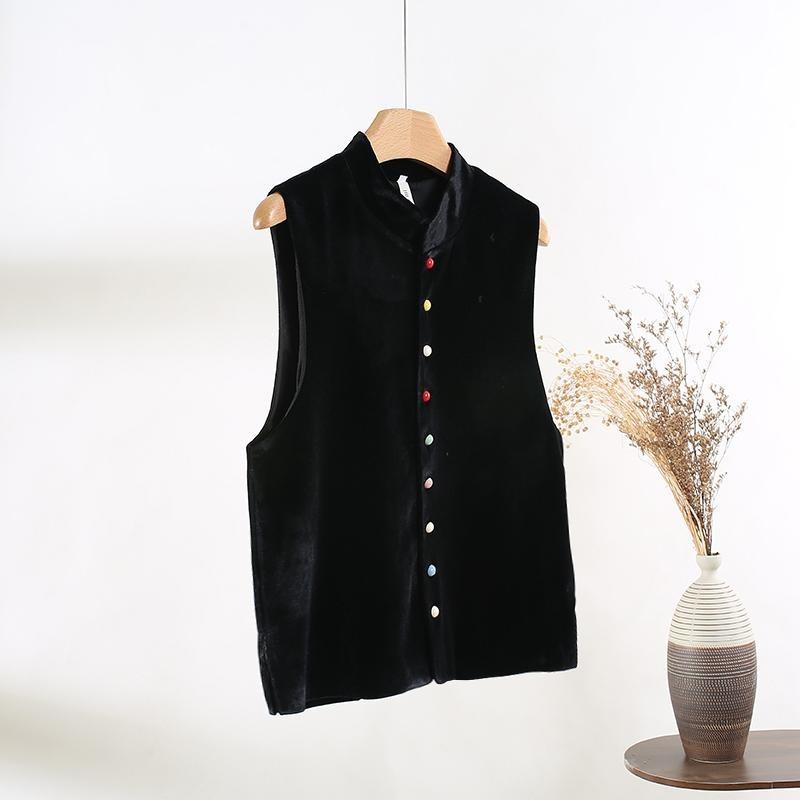 Vintage Dopamine Vest Women's Solid Color Stand-up Collar Sleeveless Vest Spring Wear Top Vest