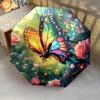 1 PC Automatic Folding Umbrella - Butterfly Garden Pattern, Portable & Foldable Design with 8 Ribs, Christmas Birthday Gifts