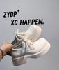 Men's Trendy British Style White Leather Lace-Up Shoes - Round Toe, Thick Sole, Business Casual (Model 24308-A)