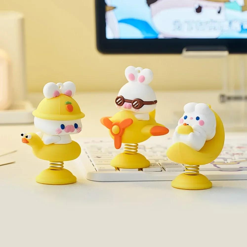 Creative Animal Bunny Car Decoration Sculpture Miniature Items Room Decoration Desk Accessories Computer Decor Christmas Gift