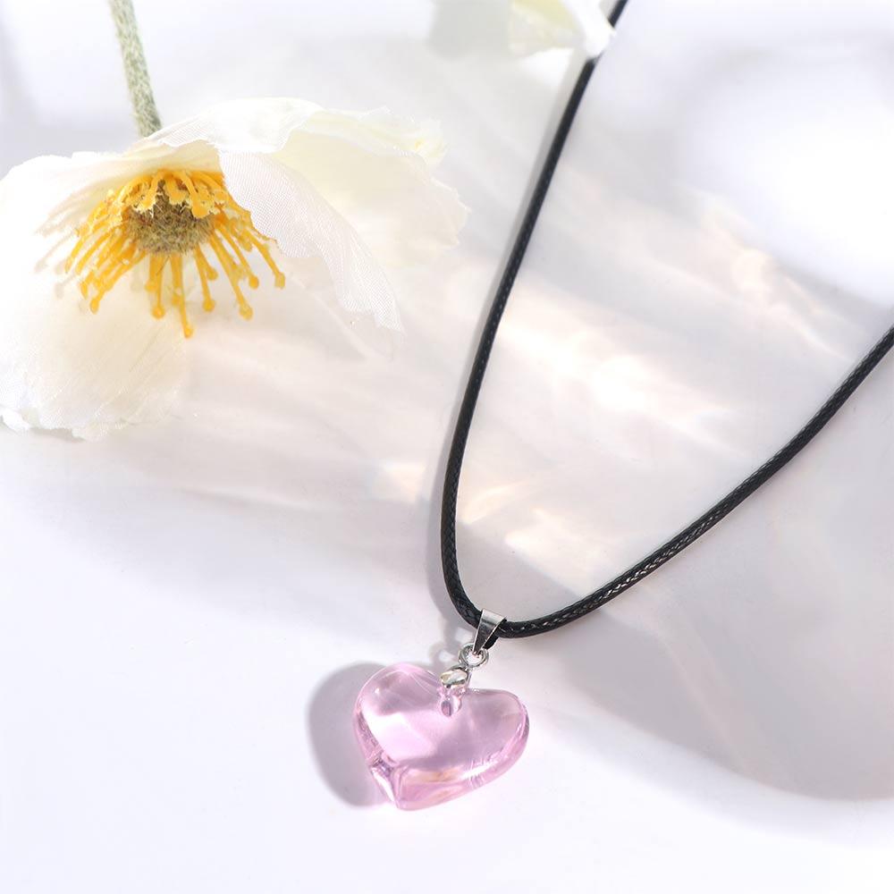 Punk Heart Crystal Necklace Gothic Vintage Red Heart Pendant Lover Choker Rope Chain Heart Necklaces Choker Jewelry Accessories розовый