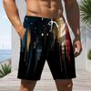 Mens Plus Size Beach Shorts Abstract Star Dripping Print Loose Drawstring Quick Dry Casual Swim Trunks For Summer Beach Surfing Daily Wear