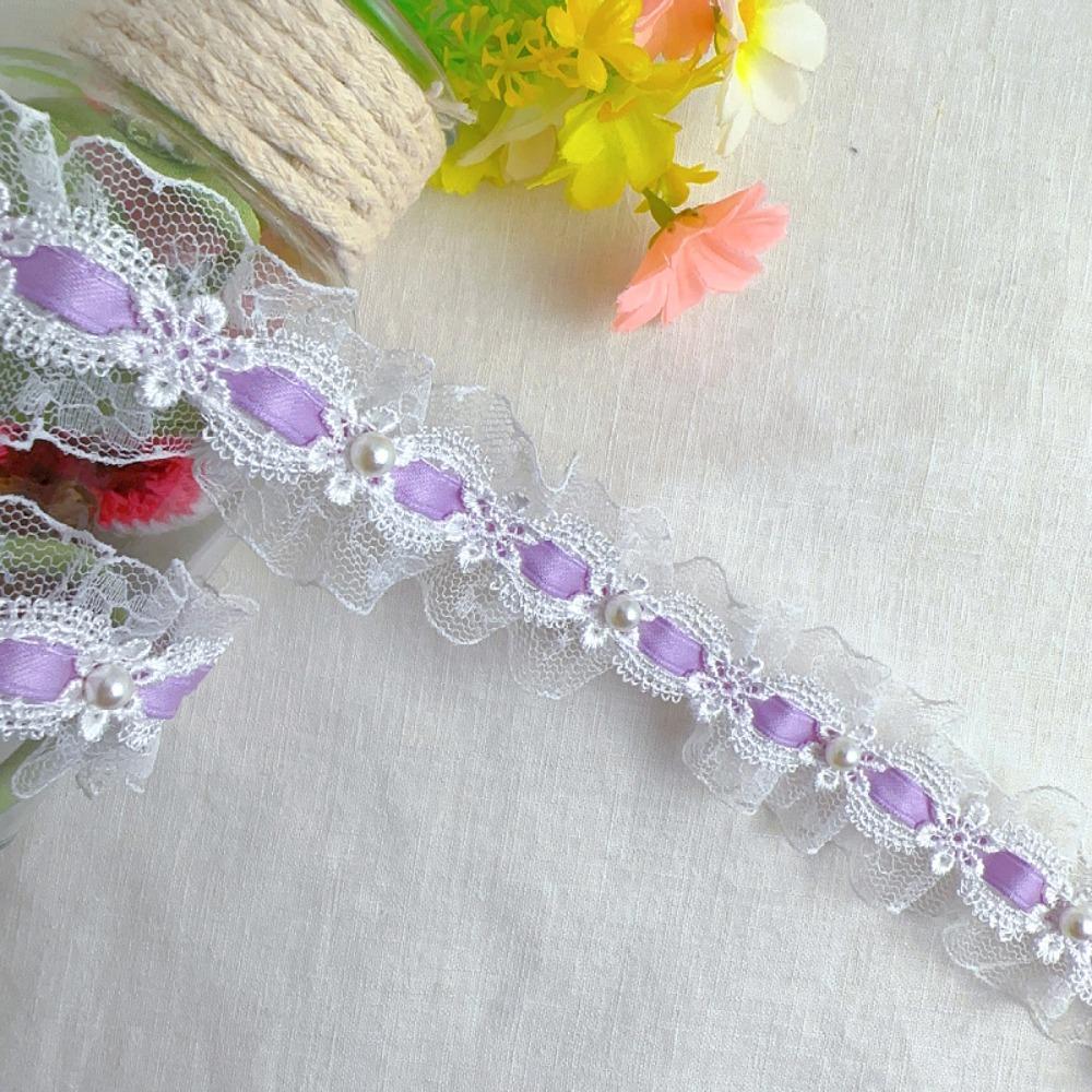 Delicate Polyester Fabric Trim Lace Bead Embroidery Flower Embroidery Lace Lolita Style Decorative Strap Home