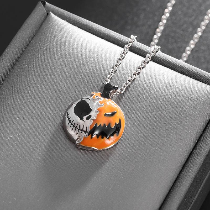 Pendant Halloween Glue Double-sided Pumpkin Skull Necklace