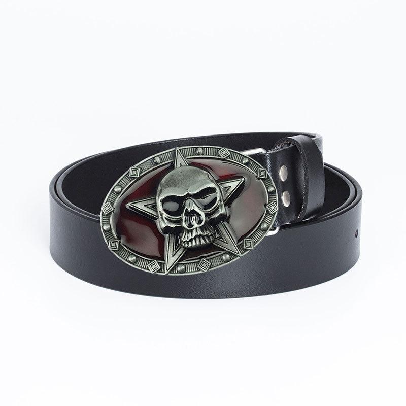 Retro Belt Skull Pentagram Fashion Trend Personality Youth Belt Cowhide Belt