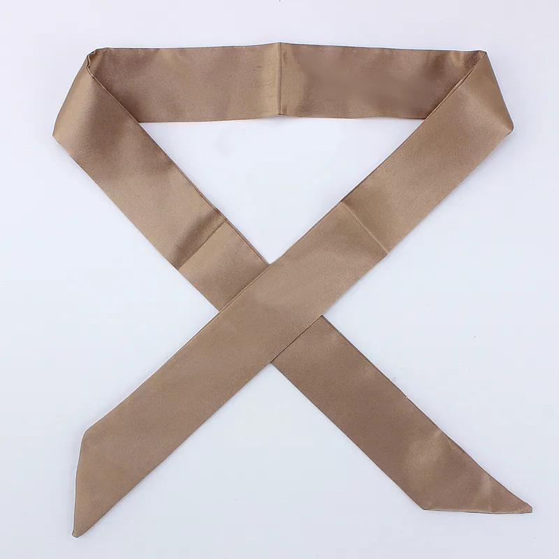Fashion Women Narrow Solid Color Long Silk Scarf Satin Neck Tie Handle Bag Ribbons Luxury Headbands Skinny Scarves Neckerchief