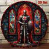 Vintage Crusader Knight Metal Wall Sign Round Tin Art Decor 8 Inch Retro Home Bar Man Cave