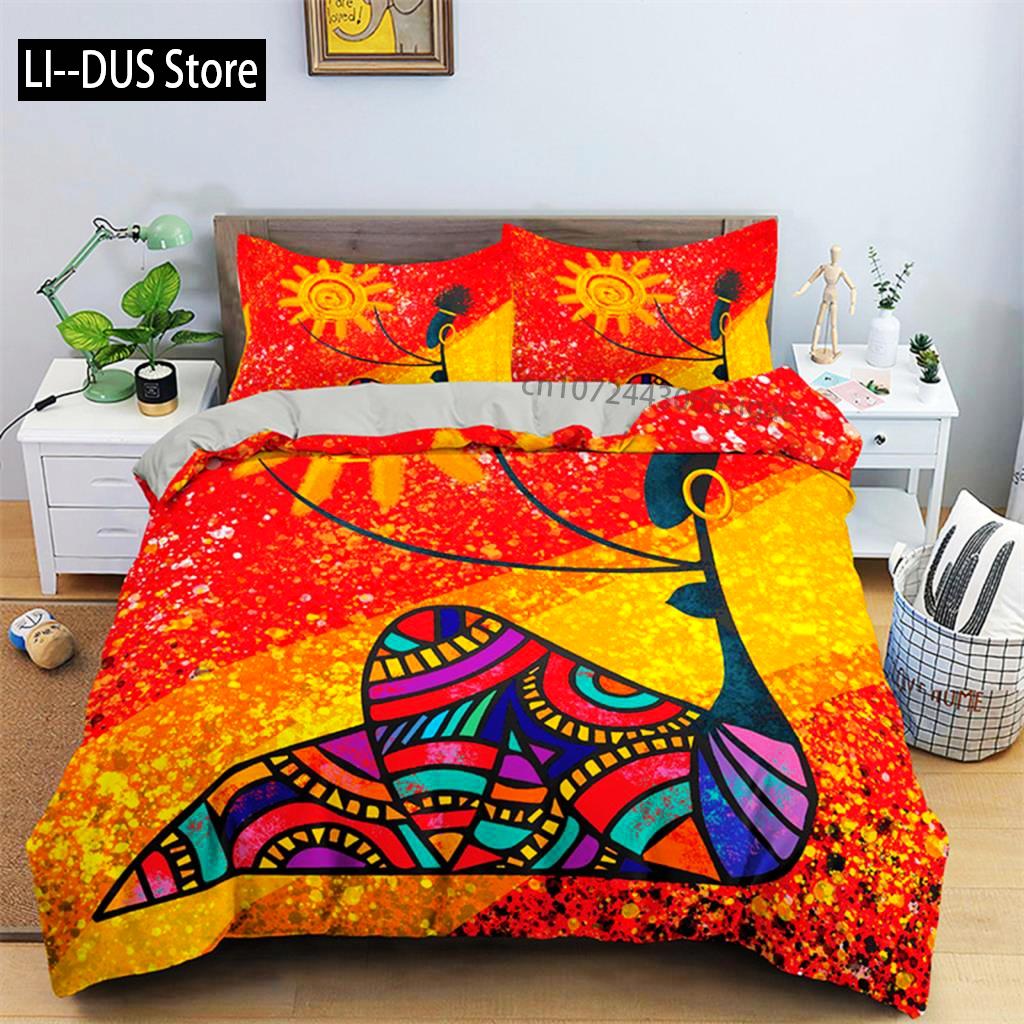 Duvet Cover African Woman Theme For Women Children Microfiber Exotic Comforter Cover Ethnic Afro Bedding Set Room Decoration