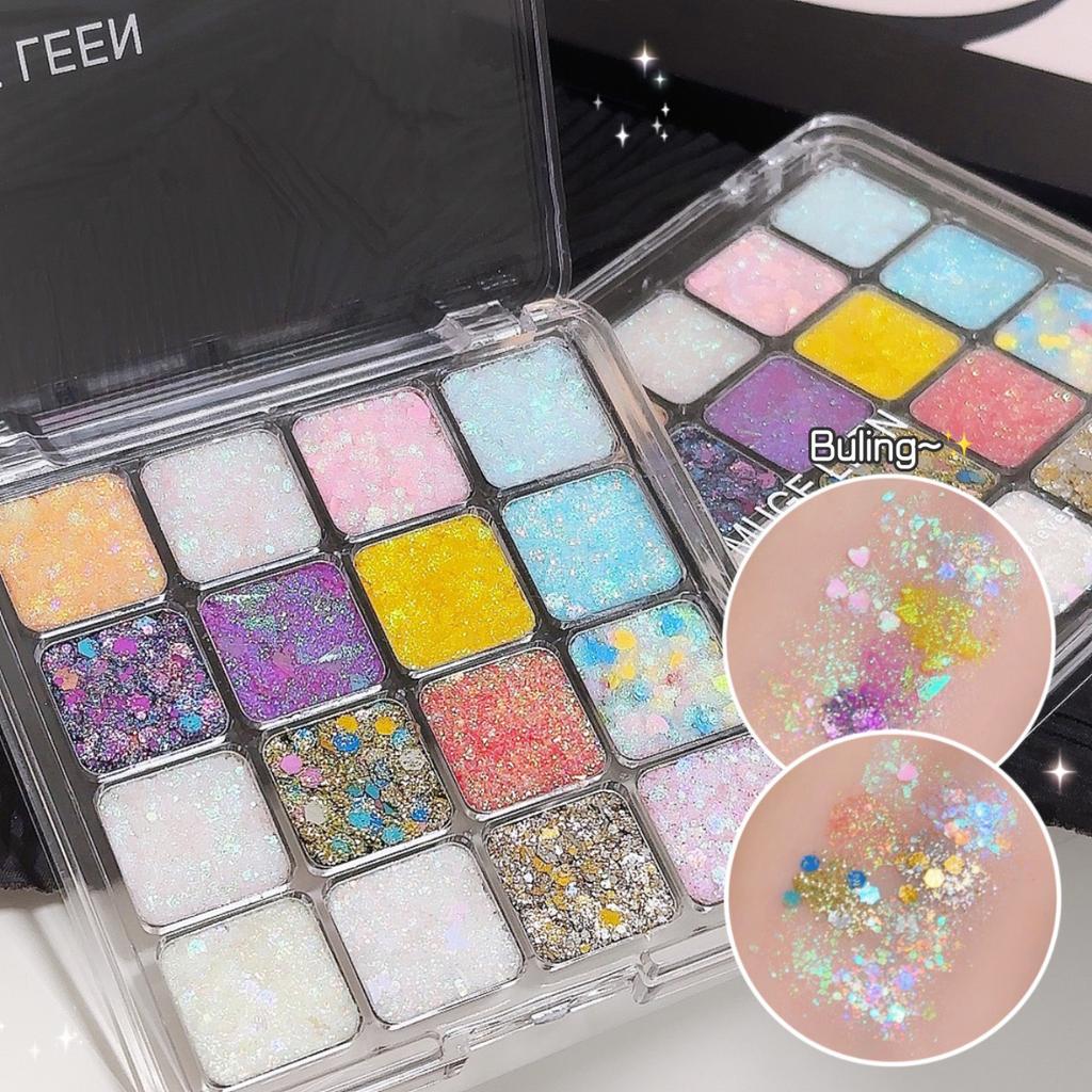 Shiny Sequins Flakes Eyeshadow Palette Self Adhesive Glitter Gel Hair Body Nail Blue Pink Yellow Sequin Gel Makeup Decoration