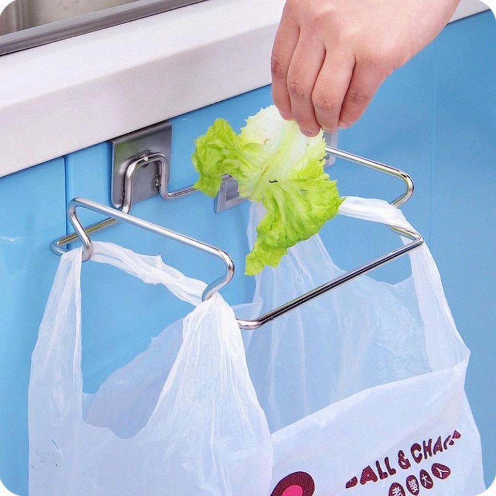 Stainless Steel Kitchen Cabinet Trash Bag Holder Rack