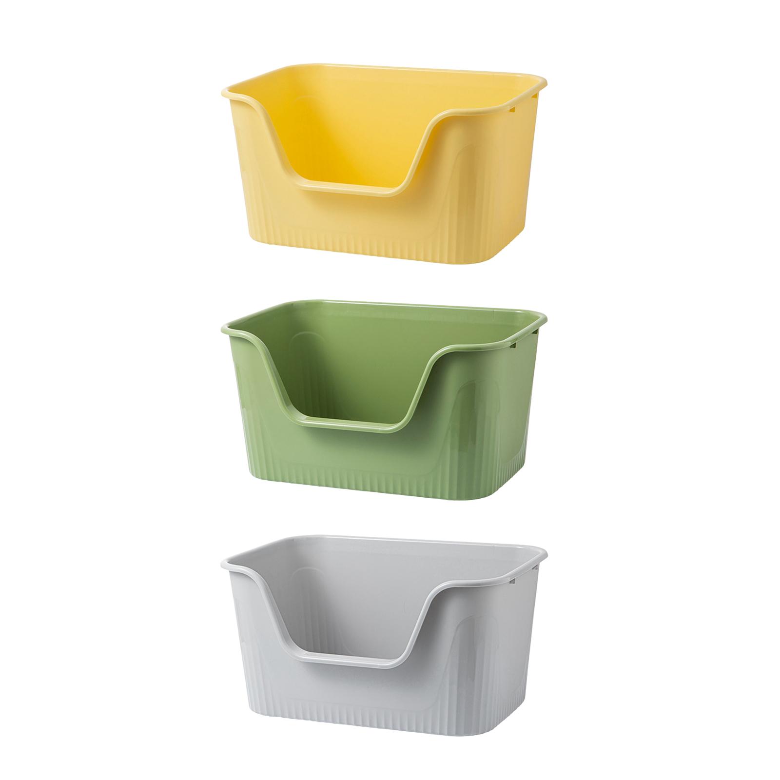 Open Top Pet Litter Tray Kitty Litter Pan Cat Sandbox Large Bedpan Cat Litter Box for Indoor Cats Easy to Clean verde