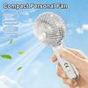 Portable Handheld Fan with LED Light USB Rechargeable Mini Fan with Hook 3 Speeds Brushless Motor Quiet Summer Gadget for Travel Office Outdoor