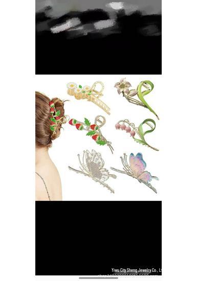 Fermaglio per capelli a forma di squalo in metallo floreale con goccia d'olio e temperamento fresco ed elegante