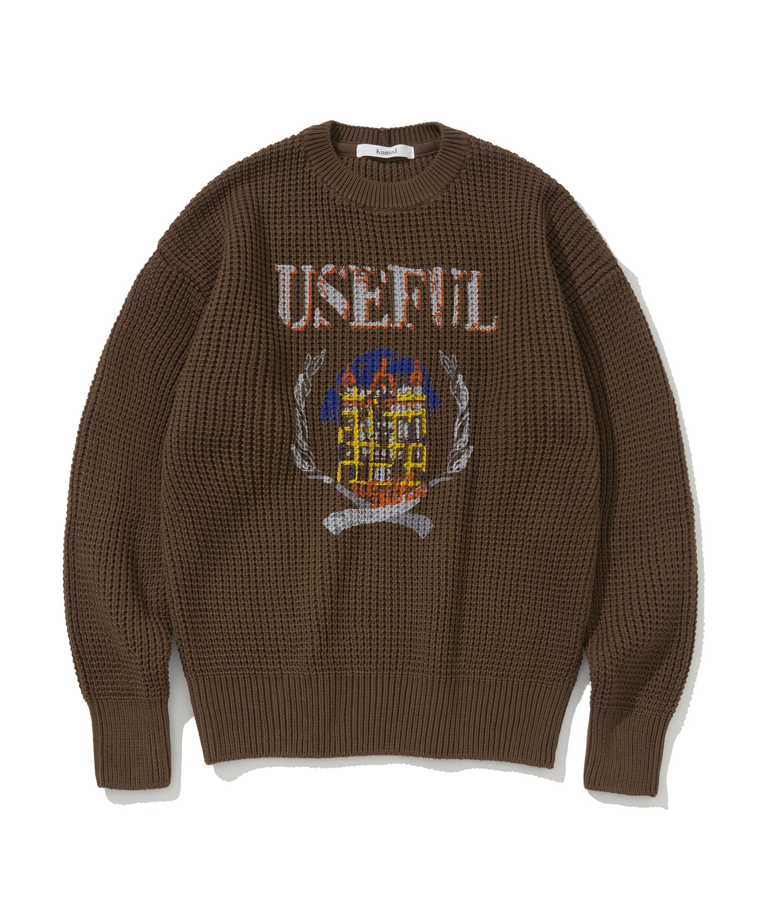 Nitied Cotton Useful Castle Round Knit Brown M