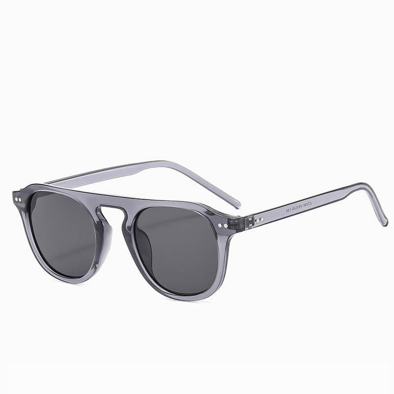 New Round Frame Jelly Color Single Beam Sunglasses For Men Women Korean Style Trendy Fashion Punk Rice Nail Flat Top Sun Glasses