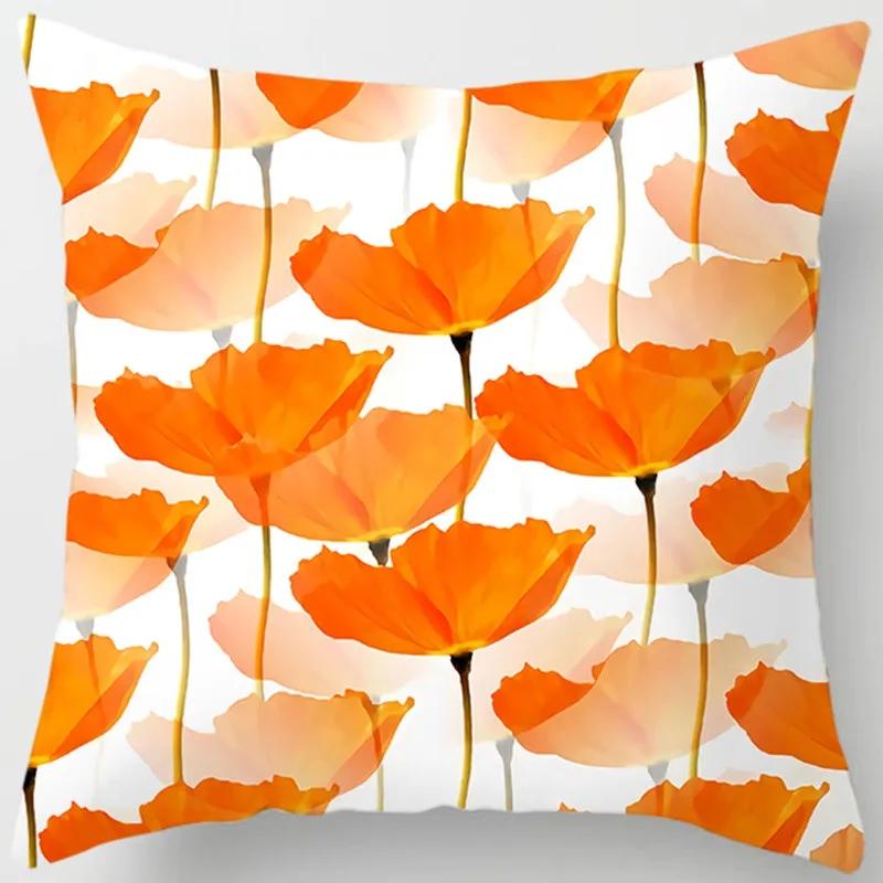 

Yellow Cushion Cover for Sofa Modern Living Room Square Pillowcase Home Decor Floral Leaves Pattern Summer Pillow Covers 16x16Inch