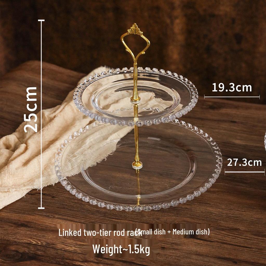 Elegantní skleněný vícepatrový stojan na dezerty a svačiny