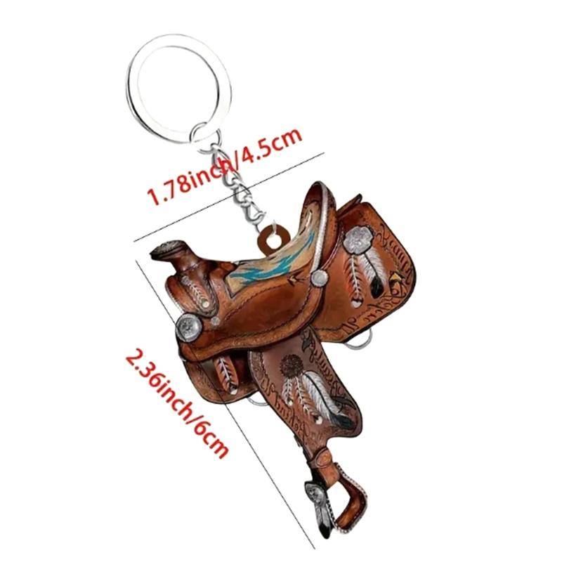 Saddle Shape Acrylic Key Ring Mini Key Chain Hook  Western Cowboy Saddle Acrylic Pendant For Horses Lover Gift Decoration