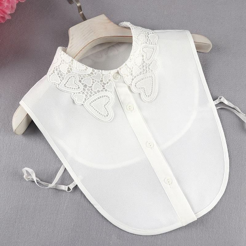 Spring  Winter Women s Anti-Wrinkle Chiffon Embroidered False Doll Collar Lapel Shirt Collar
