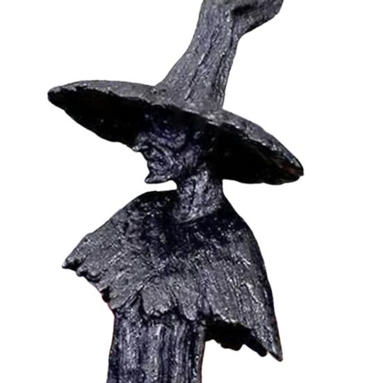 Halloween Witch Statue Resin Hand-Painted Enchanting Witch Figurine Gothic Faceless Witch Sculpture for Home Haunted House Desktop Decor