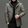 Men'S High-End White Duck Down Hooded Detachable Milk Silk Down Jacket Men'S Winter Middle-Aged Dad Jacket