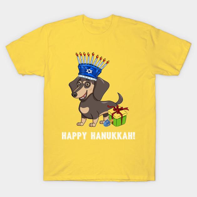 Unisex Moda TShirt dachshund menorah şapka hanukkah chanukah Baskı Plus