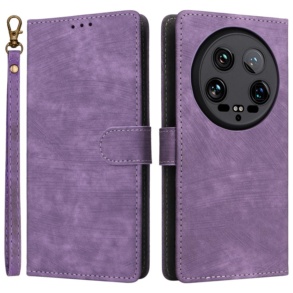 For Xiaomi 14 Ultra Phone Case with Hand Strap PU Leather RFID Blocking Wallet Cover