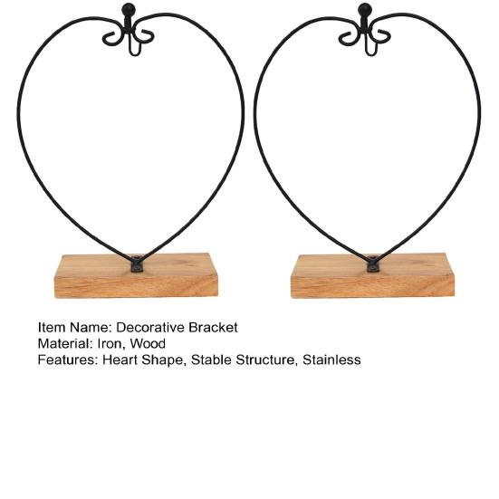 2 Pcs Decorative Brackets Heart Shape Stable Structure Glass Globe Ball Soft Plush Hanging Display Stand Ornament Metal Stand Flower Pot Holder