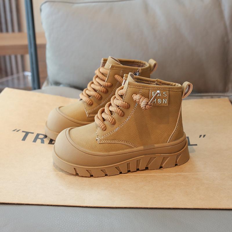 Children's Autumn Boots 2024 New Thick Bottom Girls Causal Ankle Boots Fashion Versatile Patchwork Kids Leather Boots Round-toe