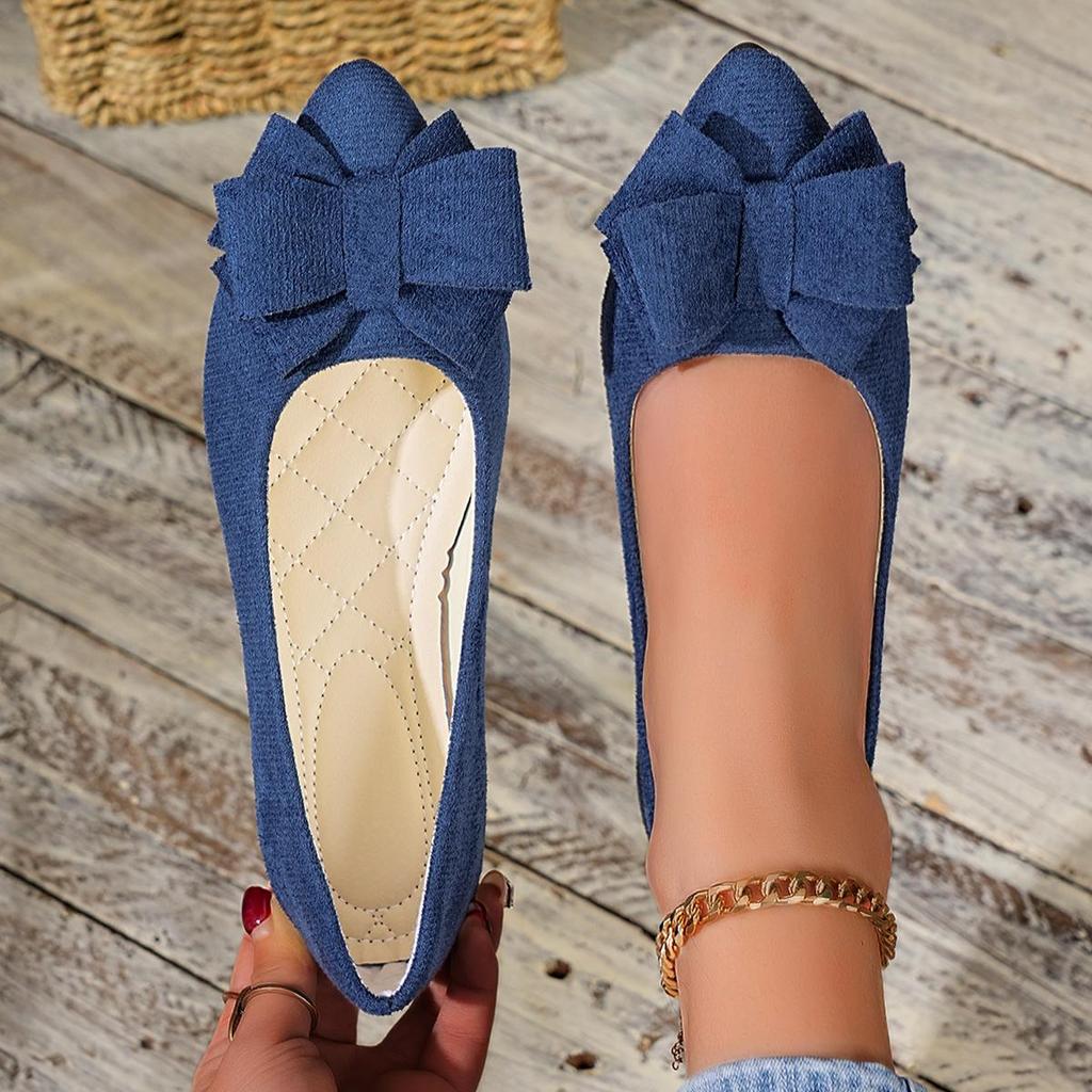 Flache Schuhe mit Schleife für Damen, spitz zulaufend, modisch, große Größe, flache Öffnung, perfekt für die Arbeit oder Hochzeiten (2023)