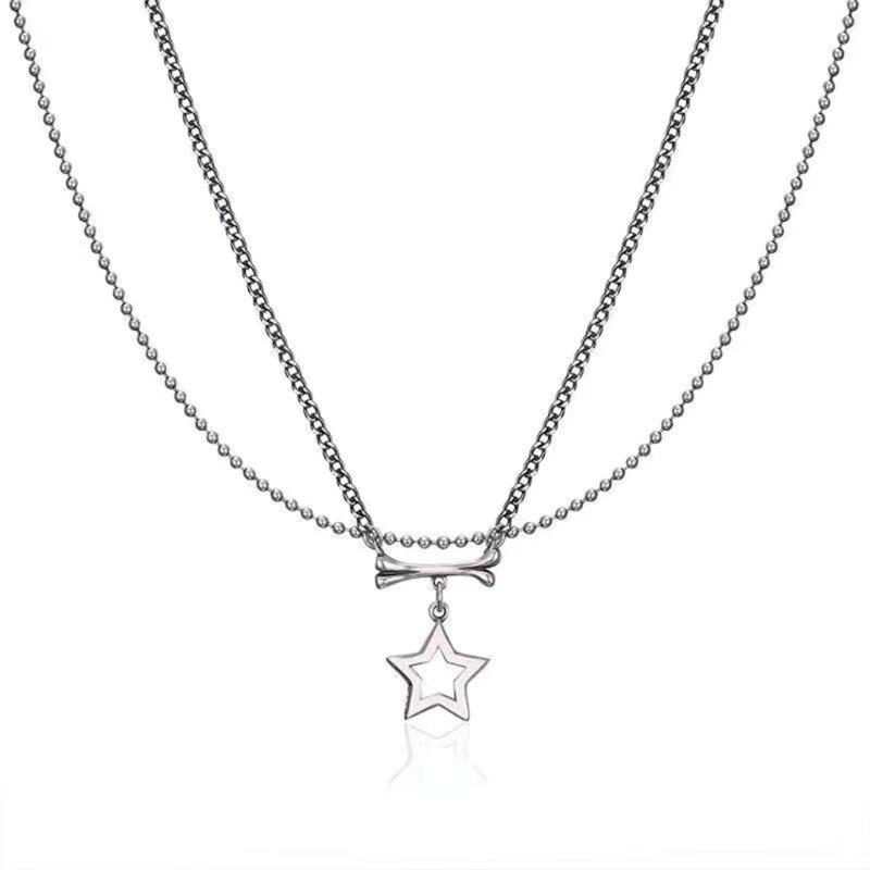 

Винтажные ожерелья с подвесками-звездами, крутые цепочки-чокеры Y2k с двойным слоем для женщин, для вечеринок, цепочки для свитера, ювелирные изделия в подарок 1