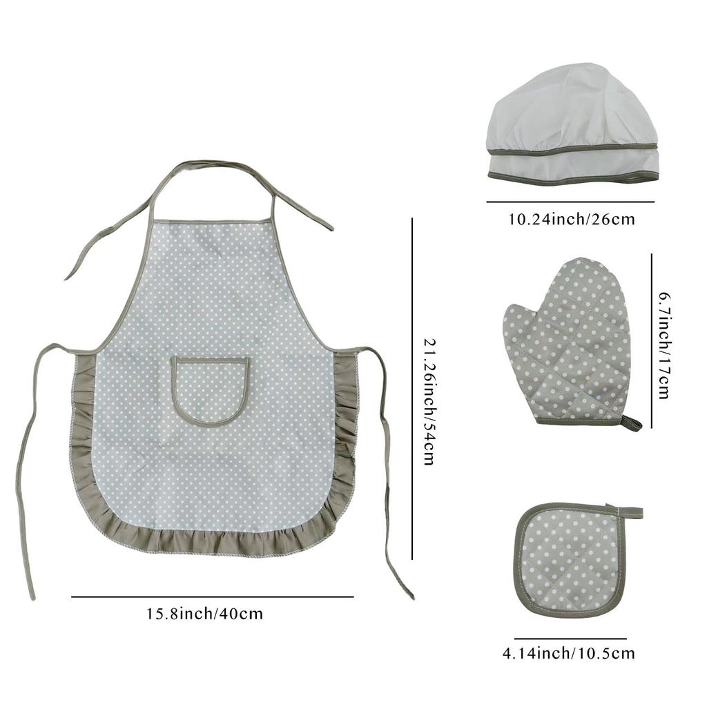 Childrens Morandi Delightful Color Cooking Apron With 11 Piece Kitchen Toy Set