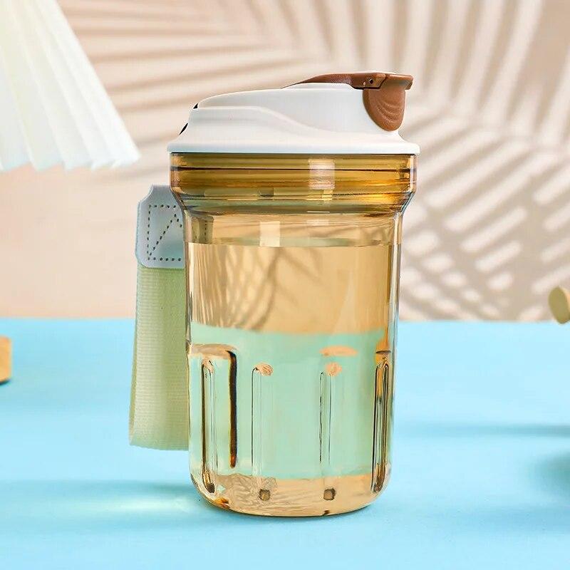500ml šálek na kávu Plastová mini láhev na vodu Venkovní přenosný pohárek na pití do auta Průhledná nepropustná láhev na pití