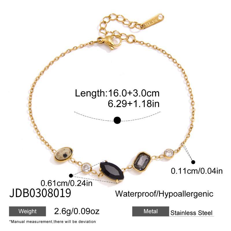 Natural Stone Zircon Crystal Pendant Necklace For Women  Gold Pvd Plated Stainless Steel Necklace Fashion Jewelry Gift