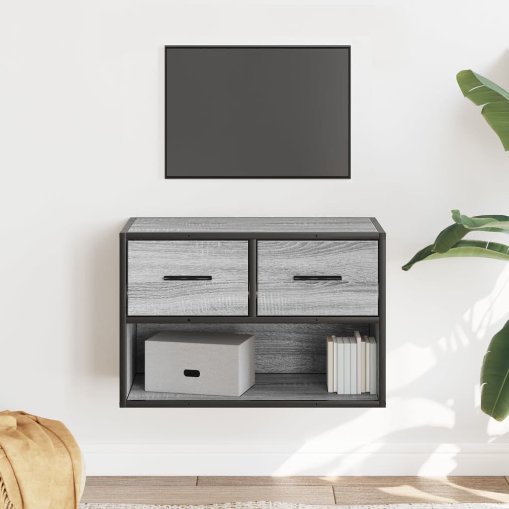 TV Stand Gray Sonoma 60 x 31 x 39.5 cm Engineered Wood and Metal