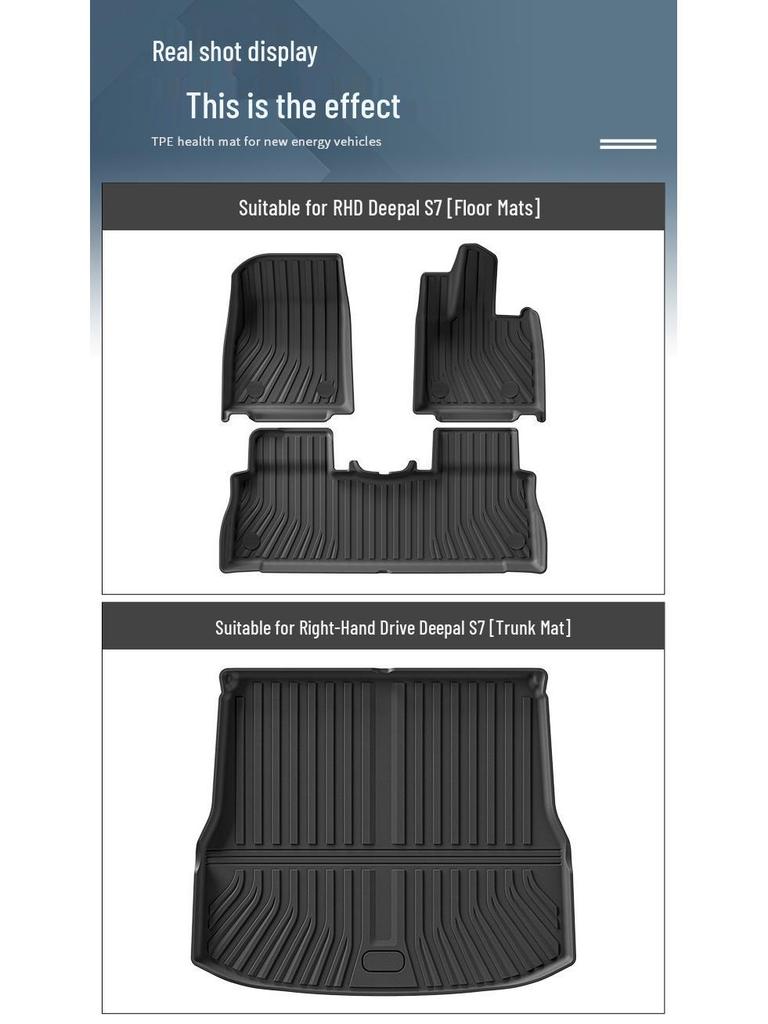 Floor Mats for 2024 Changan Deepal S7 RHD: TPE Mats, Trunk & Backrest Mats